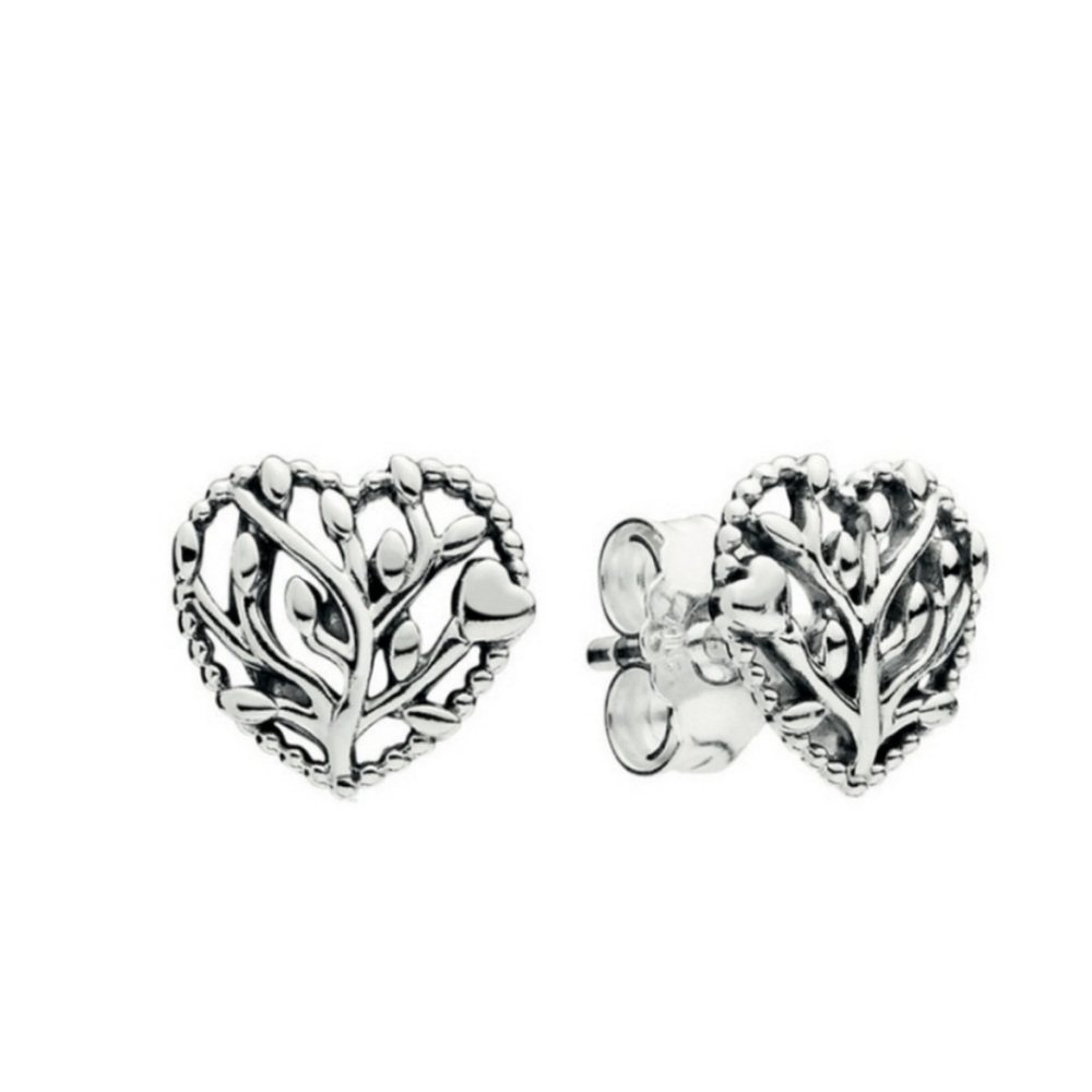 Pandora Silver Heart Vine Earrings